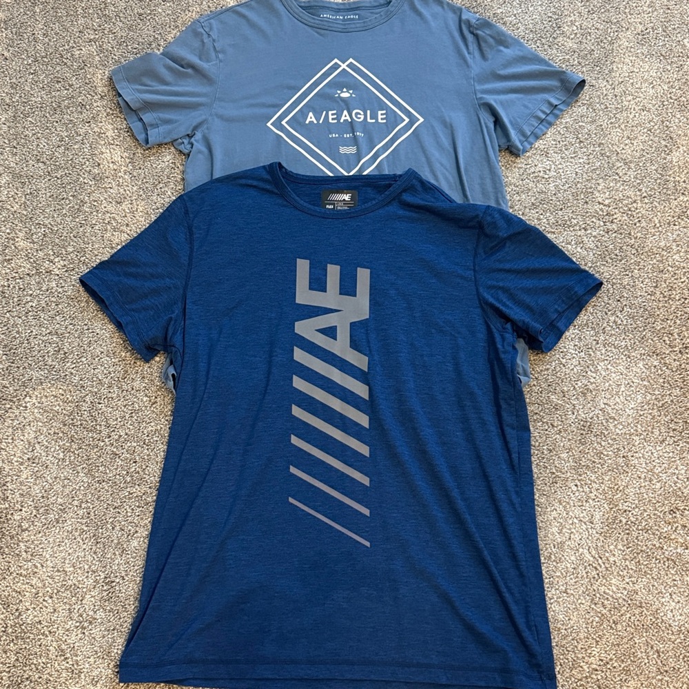 Lot of 2-American Eagle Blue Graphic T-Shirts
